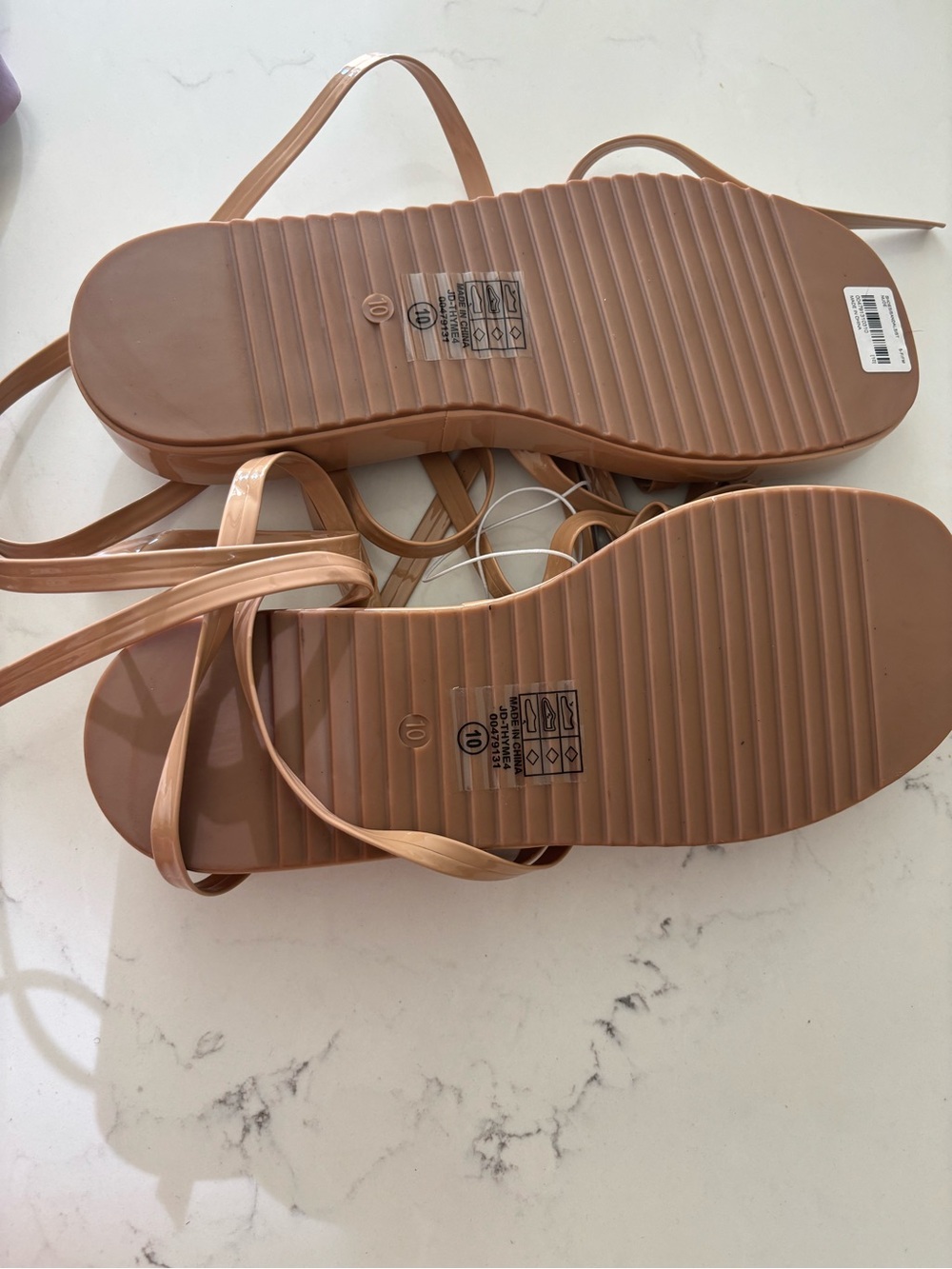 So Me Nude Patent Strappy Lace-Up Sandals - Picture 3 of 3